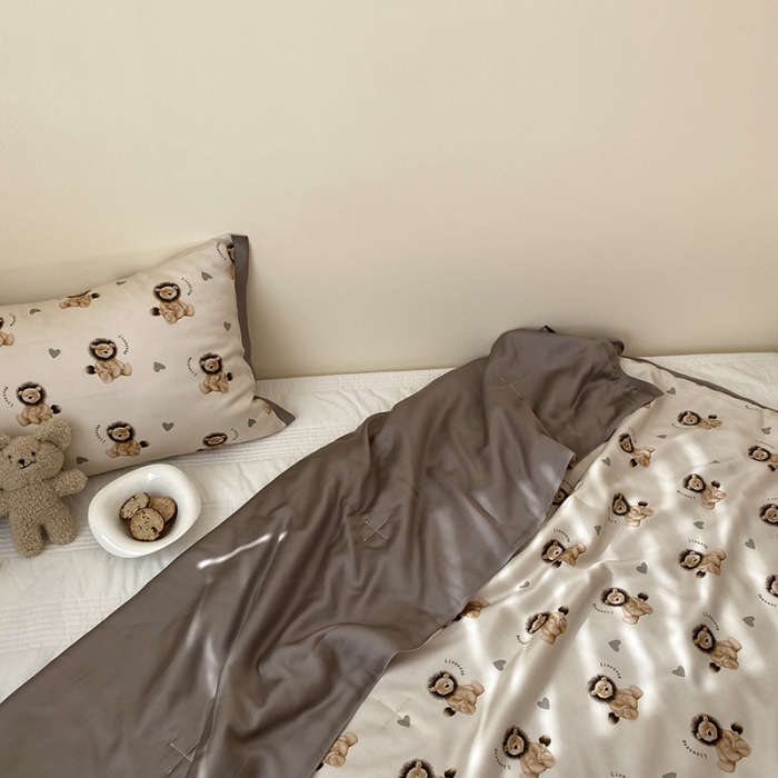 91家纺网 家纺一手货源 找家纺 汇庭 2022新款单人天丝卡通印花夏被子被芯 比得狮子