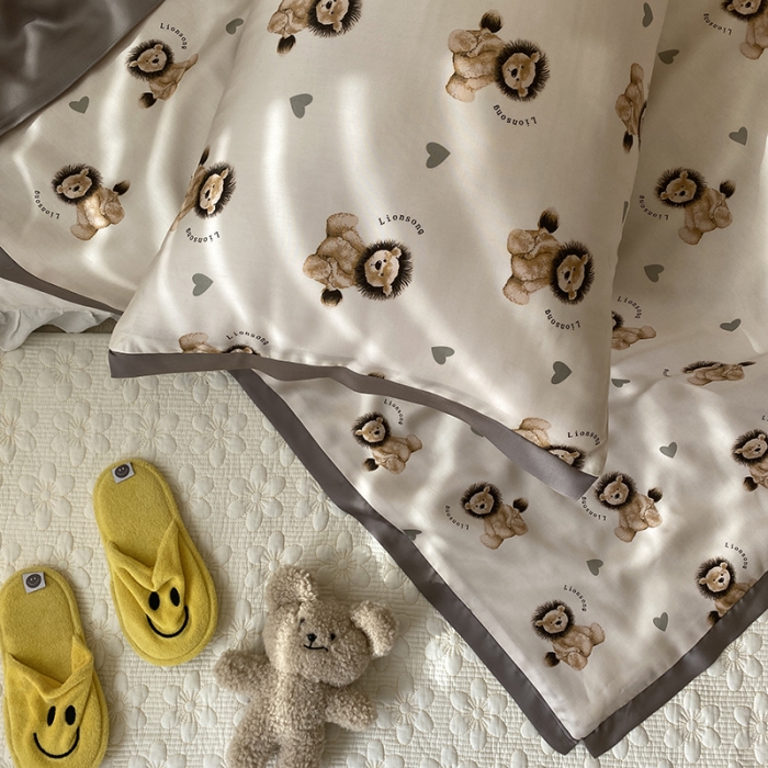 91家纺网 家纺一手货源 找家纺 汇庭 2022新款单人天丝卡通印花夏被子被芯 比得狮子