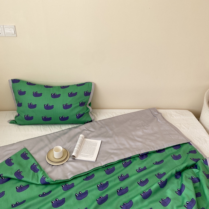 91家纺网 家纺一手货源 找家纺 汇庭 2022新款单人天丝卡通印花夏被子被芯 大嘴蛙