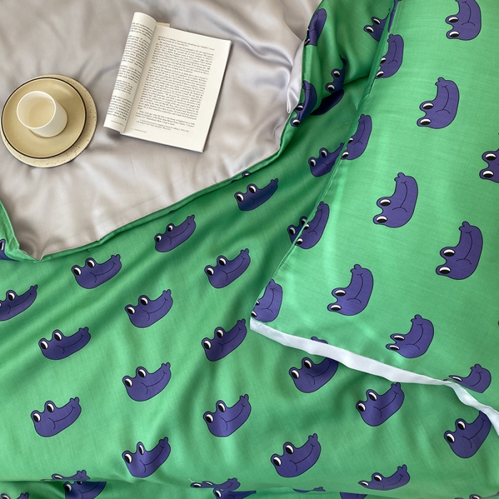 91家纺网 家纺一手货源 找家纺 汇庭 2022新款单人天丝卡通印花夏被子被芯 大嘴蛙