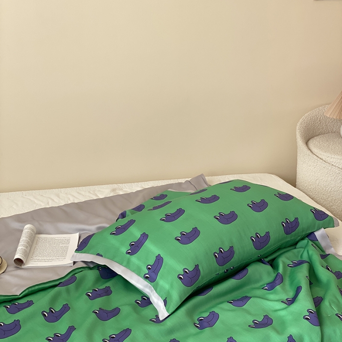 91家纺网 家纺一手货源 找家纺 汇庭 2022新款单人天丝卡通印花夏被子被芯 大嘴蛙