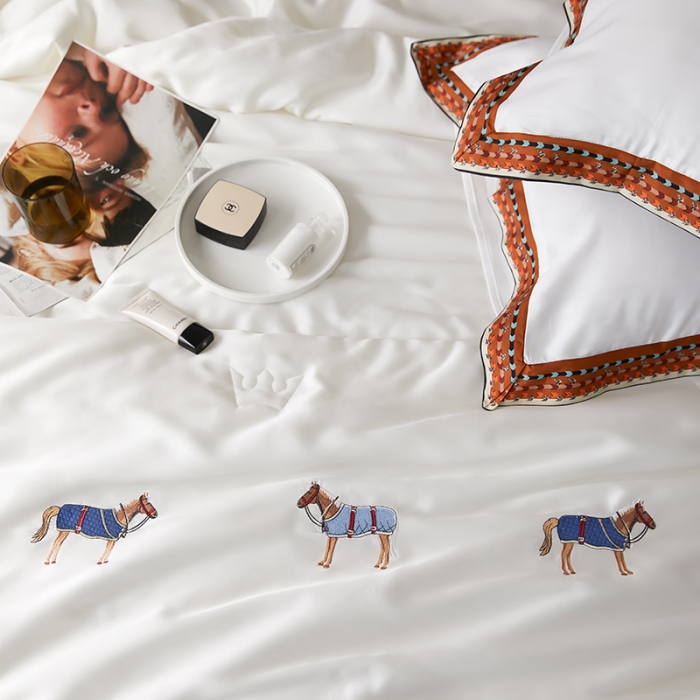 91家纺网 家纺一手货源 找家纺 汇庭 2022新款奥地利60天丝数码花边夏被-马德里 马德里白色