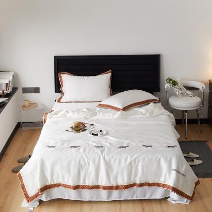 汇庭 2022新款奥地利60天丝数码花边夏被-马德里 马德里白色