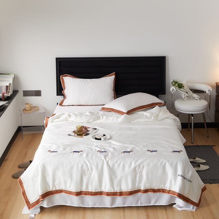 91家纺网 家纺一手货源 找家纺 汇庭 2022新款奥地利60天丝数码花边夏被-马德里 马德里白色