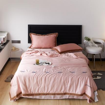 汇庭 2022新款奥地利60天丝数码花边夏被-马德里 马德里粉色