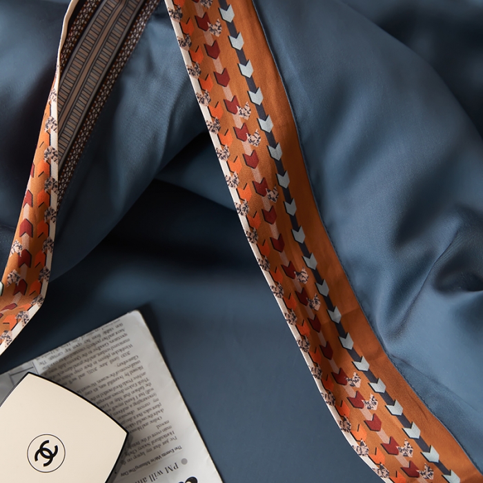 91家纺网 家纺一手货源 找家纺 汇庭 2022新款奥地利60天丝数码花边夏被-马德里 马德里蓝色