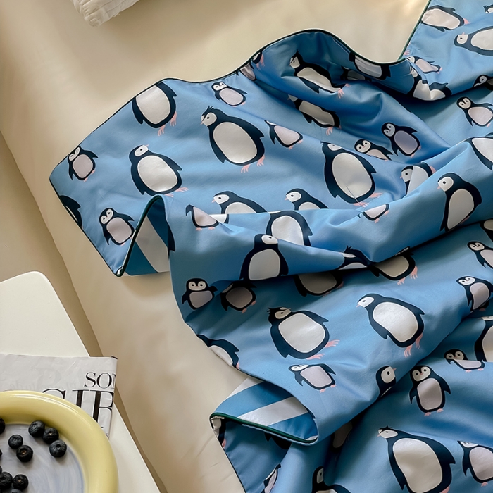 91家纺网 家纺一手货源 找家纺 汇庭 2022新款A类儿童印花大豆夏被 小企鹅