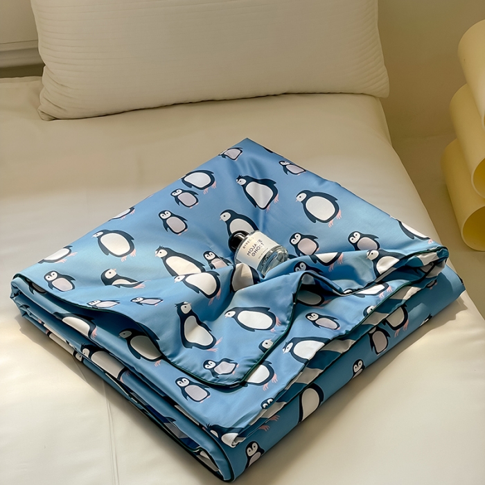 91家纺网 家纺一手货源 找家纺 汇庭 2022新款A类儿童印花大豆夏被 小企鹅