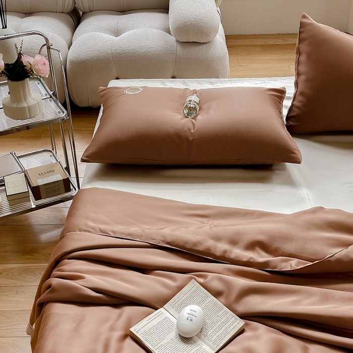 91家纺网 家纺一手货源 找家纺 汇庭 2022新款雅思兰夏凉被被子被芯 奶茶色