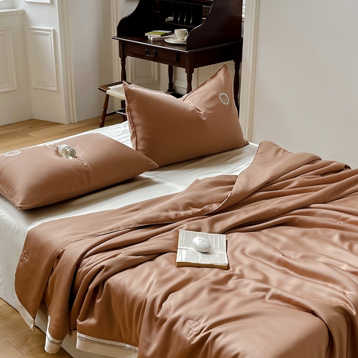 91家纺网 家纺一手货源 找家纺 汇庭 2022新款雅思兰夏凉被被子被芯 奶茶色