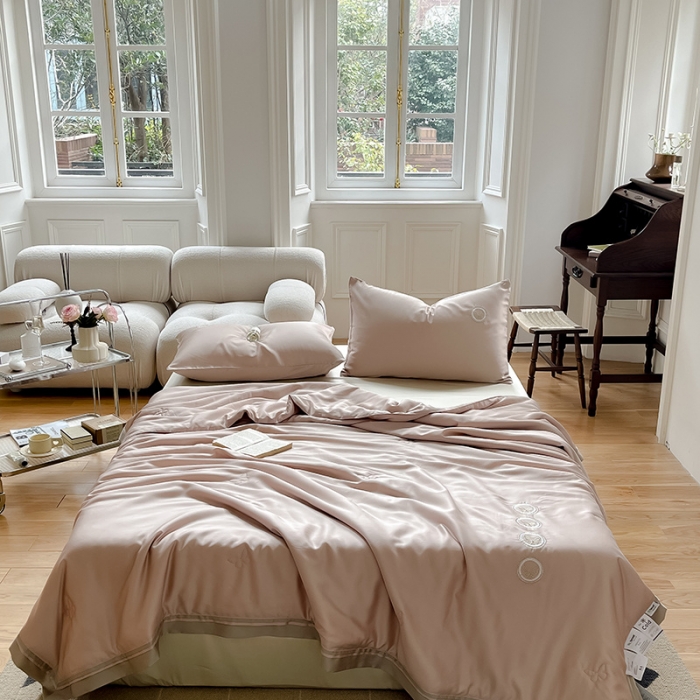 91家纺网 家纺一手货源 找家纺 汇庭 2022新款雅思兰夏凉被被子被芯 肉粉色