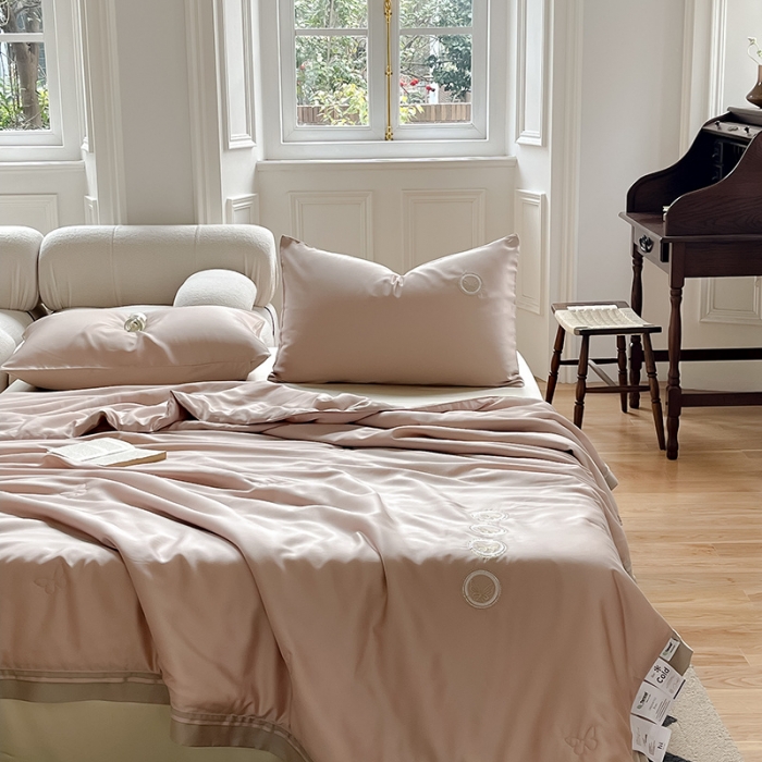 91家纺网 家纺一手货源 找家纺 汇庭 2022新款雅思兰夏凉被被子被芯 肉粉色