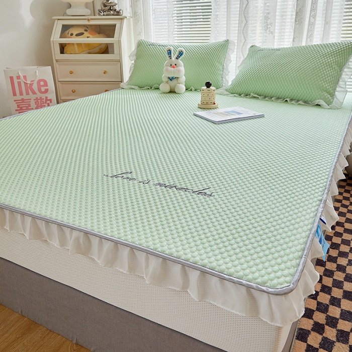 91家纺网 家纺一手货源 找家纺 （总）金丝鸟 2022新款花边床笠款冰豆豆凉席