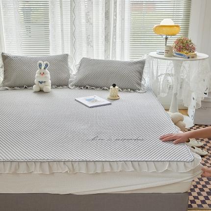 金丝鸟 2022新款花边床笠款冰豆豆凉席 花边款浅灰色