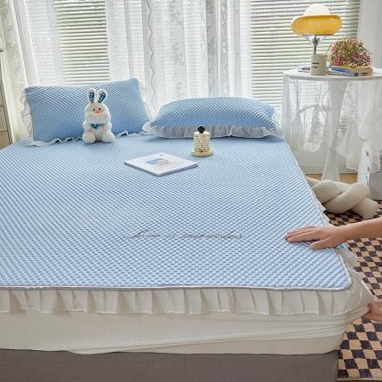 金丝鸟 2022新款花边床笠款冰豆豆凉席 花边款天青蓝