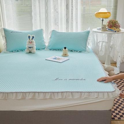 金丝鸟 2022新款花边床笠款冰豆豆凉席 花边款湖蓝色