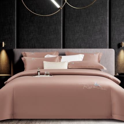 91家纺网 家纺一手货源 找家纺 芊寻家居 2024新款全棉长绒棉四件套 一鹿有你-玫瑰棕