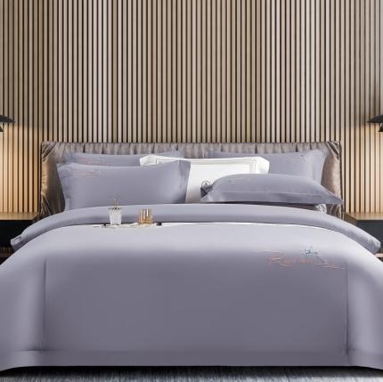 91家纺网 家纺一手货源 找家纺 芊寻家居 2024新款全棉长绒棉四件套 一鹿有你-水墨灰