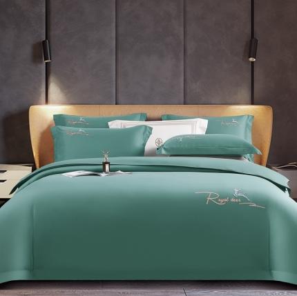 91家纺网 家纺一手货源 找家纺 芊寻家居 2024新款全棉长绒棉四件套 一鹿有你-松饼绿