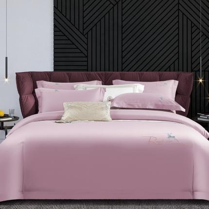 91家纺网 家纺一手货源 找家纺 芊寻家居 2024新款全棉长绒棉四件套 一鹿有你-苏沐粉