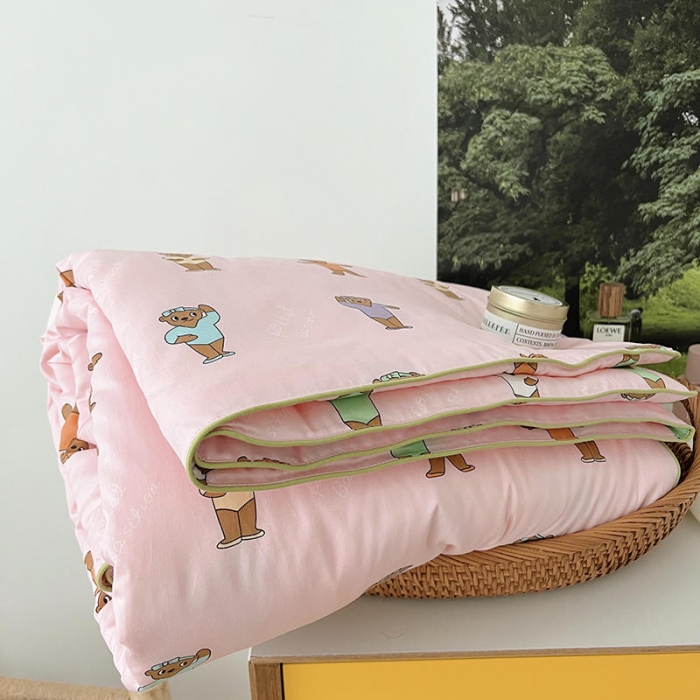 91家纺网 家纺一手货源 找家纺 汇庭 2022新款A类儿童印花大豆夏被被子被芯 本草熊