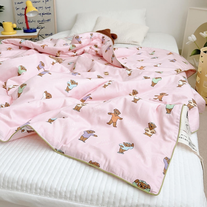 91家纺网 家纺一手货源 找家纺 汇庭 2022新款A类儿童印花大豆夏被被子被芯 本草熊