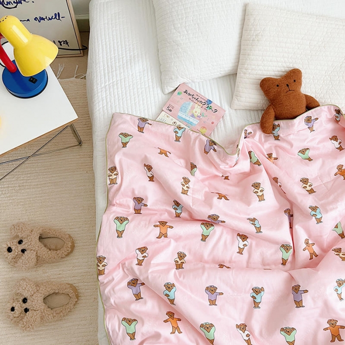 91家纺网 家纺一手货源 找家纺 汇庭 2022新款A类儿童印花大豆夏被被子被芯 本草熊