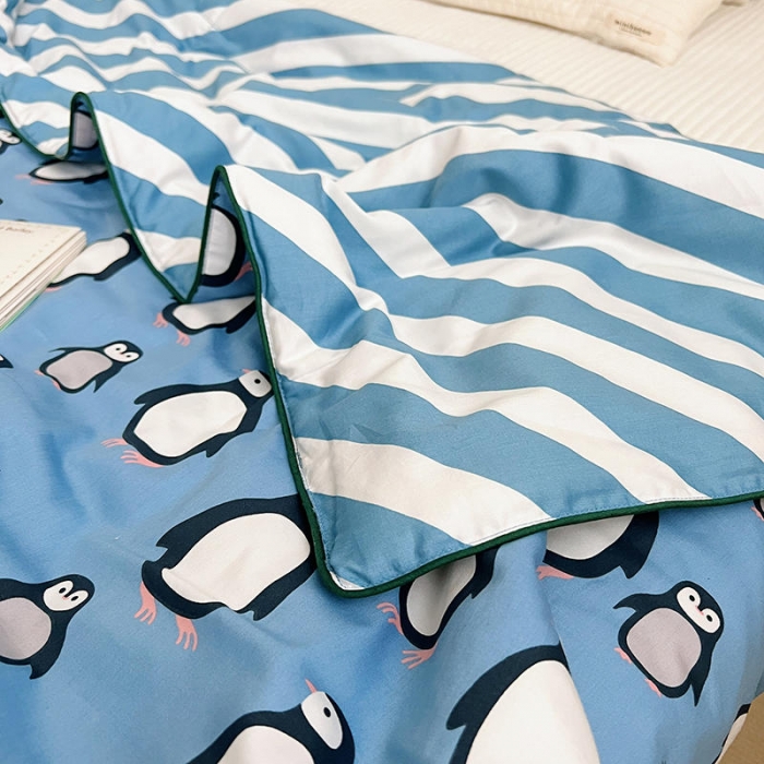 91家纺网 家纺一手货源 找家纺 汇庭 2022新款A类儿童印花大豆夏被被子被芯 小企鹅