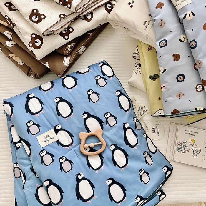 91家纺网 家纺一手货源 找家纺 汇庭 2022新款A类儿童印花大豆夏被被子被芯 小企鹅