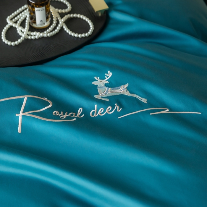 91家纺网 家纺一手货源 找家纺 芊寻家居 2024新款全棉长绒棉四件套 一鹿有你-波斯绿