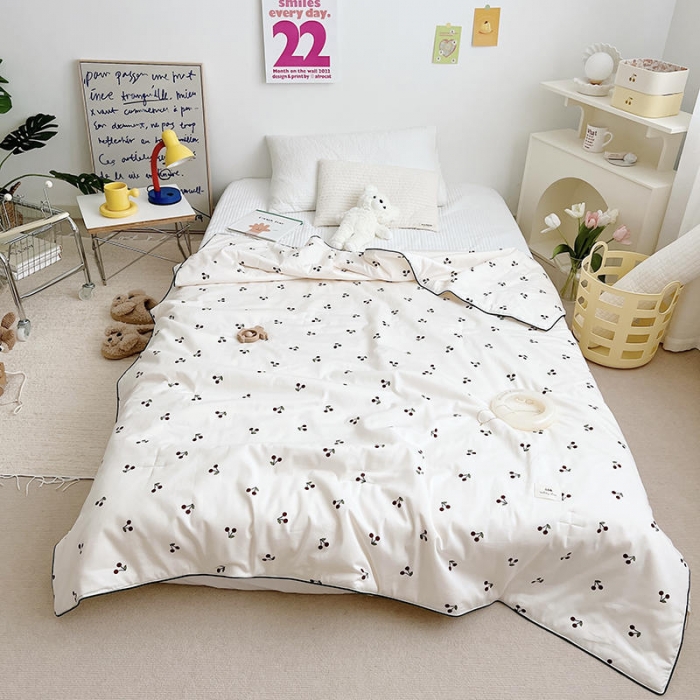 91家纺网 家纺一手货源 找家纺 汇庭 2022新款A类儿童印花大豆夏被被子被芯 小樱桃