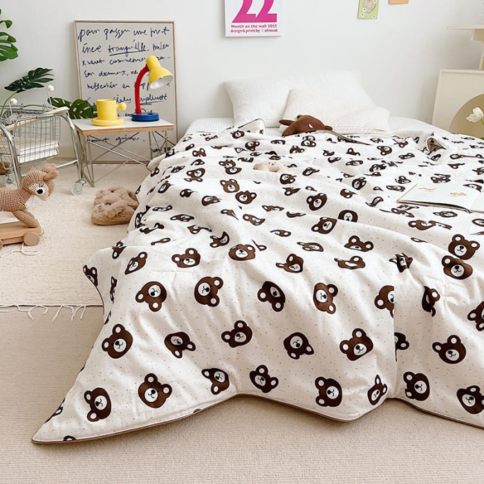 91家纺网 家纺一手货源 找家纺 汇庭 2022新款A类儿童印花大豆夏被被子被芯 雪花熊