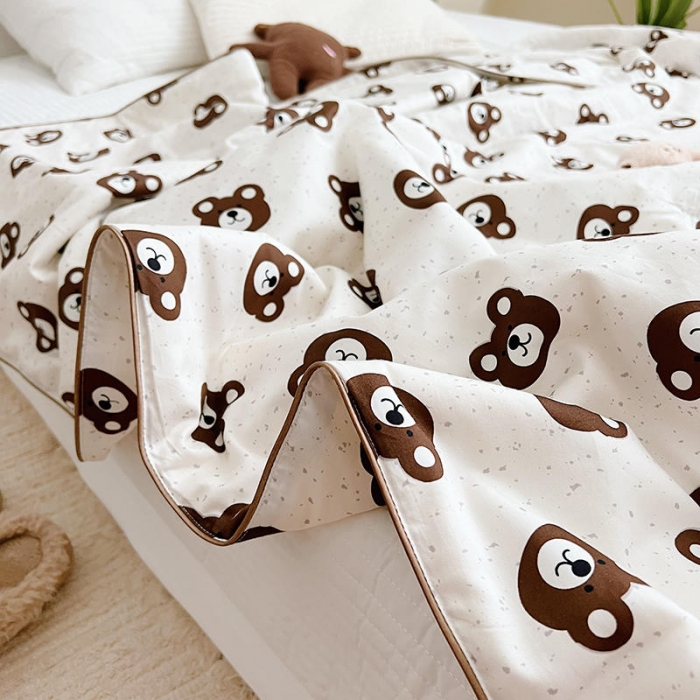 91家纺网 家纺一手货源 找家纺 汇庭 2022新款A类儿童印花大豆夏被被子被芯 雪花熊