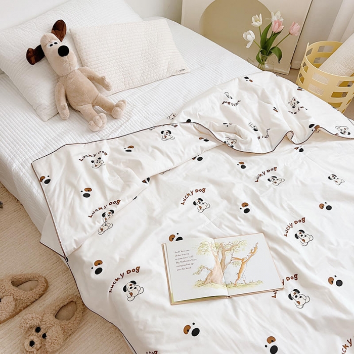 91家纺网 家纺一手货源 找家纺 汇庭 2022新款A类儿童印花大豆夏被被子被芯 掌门狗