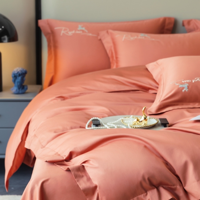 91家纺网 家纺一手货源 找家纺 芊寻家居 2024新款全棉长绒棉四件套 一鹿有你-微柚橘