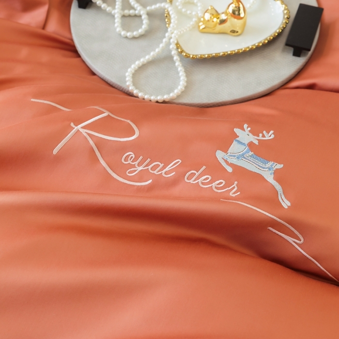 91家纺网 家纺一手货源 找家纺 芊寻家居 2024新款全棉长绒棉四件套 一鹿有你-微柚橘