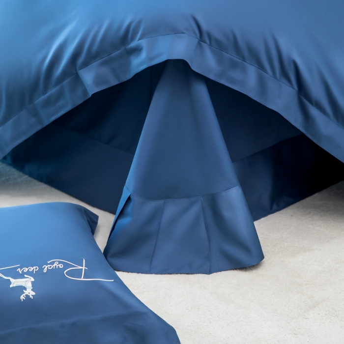 91家纺网 家纺一手货源 找家纺 芊寻家居 2024新款全棉长绒棉四件套 一鹿有你-维多利亚蓝