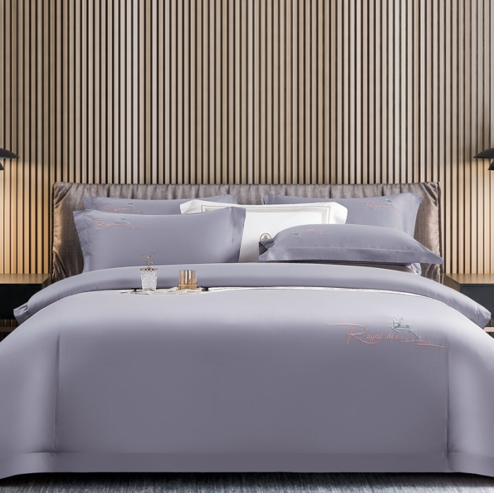 91家纺网 家纺一手货源 找家纺 芊寻家居 2024新款全棉长绒棉四件套 一鹿有你-水墨灰