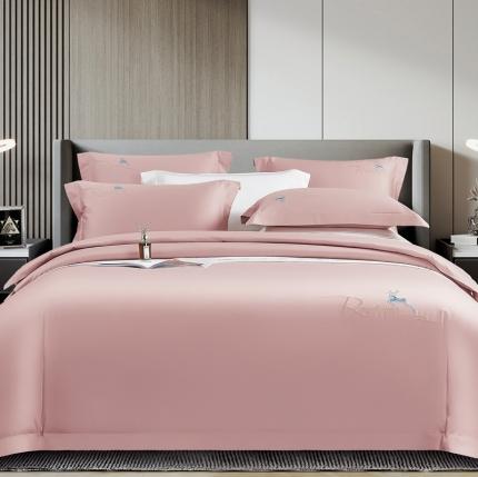 芊寻家居 2024新款全棉长绒棉四件套 一鹿有你-玫瑰木粉