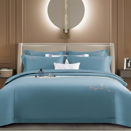 芊寻家居 2024新款全棉长绒棉四件套 一鹿有你-景泰蓝