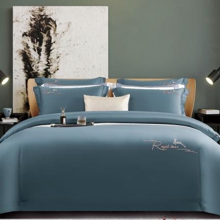 芊寻家居 2024新款全棉长绒棉四件套 一鹿有你-繁星蓝