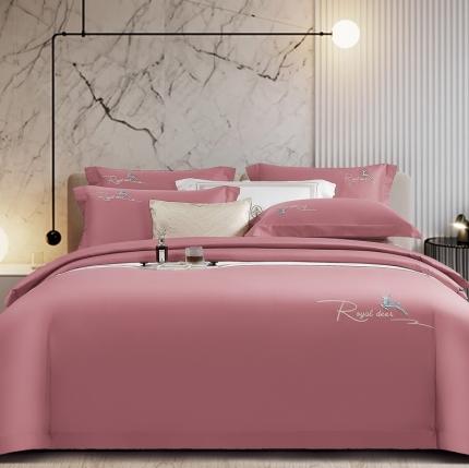 芊寻家居 2024新款全棉长绒棉四件套 一鹿有你-草莓熊粉