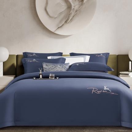 芊寻家居 2024新款全棉长绒棉四件套 一鹿有你-布鲁蓝
