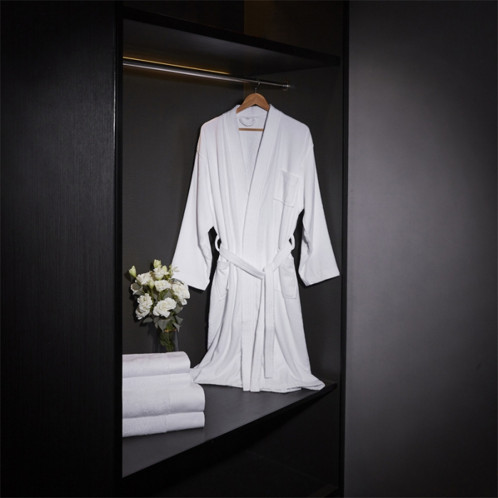 91家纺网 家纺一手货源 找家纺 总 罗菲尼 2025新款白色全棉浴袍酒店用品宾馆用品民宿用品