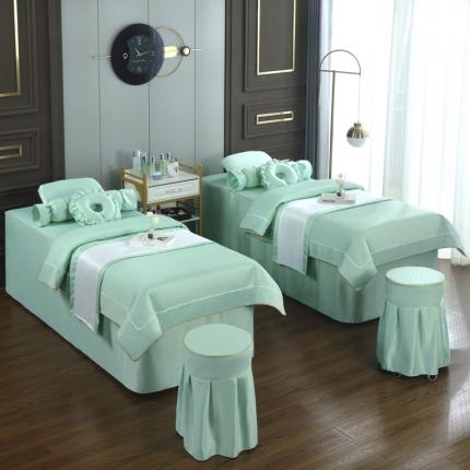 91家纺网 家纺一手货源 找家纺 莉人坊美容床罩批发 2023十美段天丝美容床罩四件套-真爱至上-浅绿色