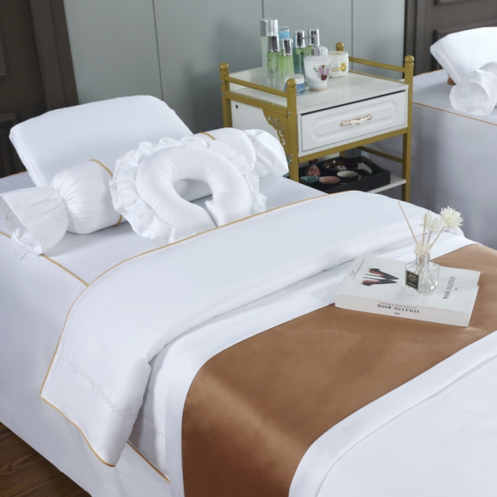 91家纺网 家纺一手货源 找家纺 莉人坊美容床罩批发 2023十美段天丝美容床罩四件套-真爱至上-白色