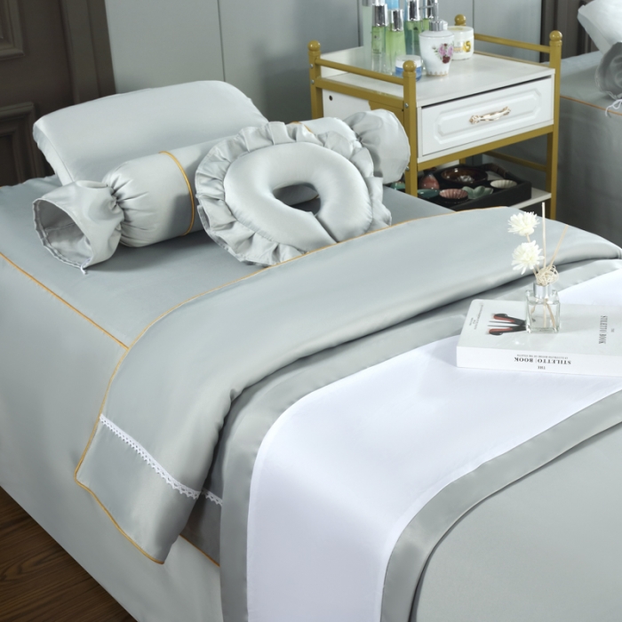 91家纺网 家纺一手货源 找家纺 莉人坊美容床罩批发 2023十美段天丝美容床罩四件套-真爱至上-灰色