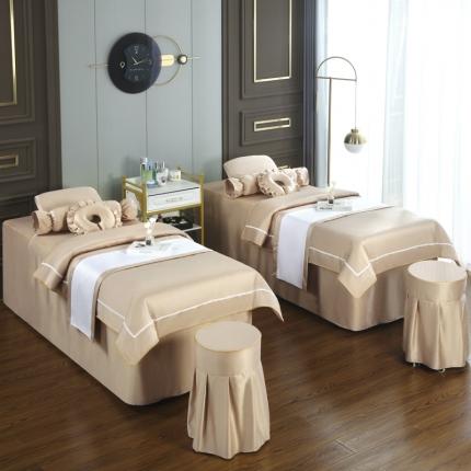 莉人坊美容床罩批发 2023十美段天丝美容床罩四件套-真爱至上-卡其色