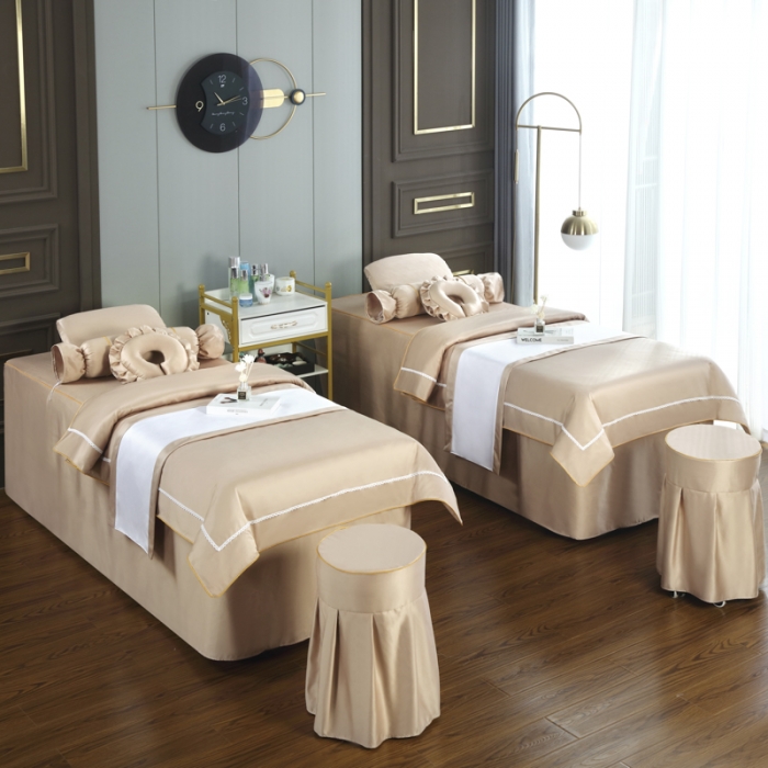 91家纺网 家纺一手货源 找家纺 莉人坊美容床罩批发 2023十美段天丝美容床罩四件套-真爱至上-卡其色