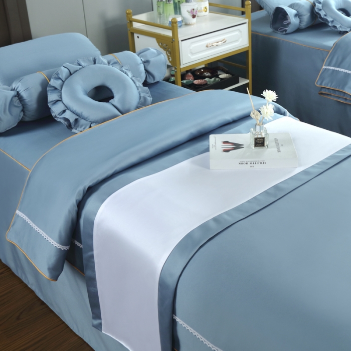 91家纺网 家纺一手货源 找家纺 莉人坊美容床罩批发 2023十美段天丝美容床罩四件套-真爱至上-蓝色